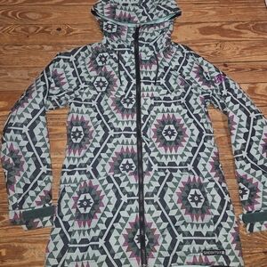 686 Women's Geometric Ski Jacket - Gray and Pink